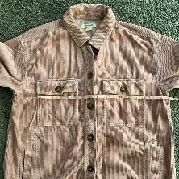 Madewell Pink Ribbed Soft Corduroy Yorkway Oversized Shirt-Jacket Shacket Sz S - Picture 8 of 12